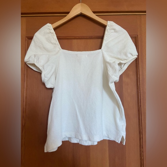 Madewell Jacquard Square-Neck Puff-Sleeve Top - Picture 6 of 8